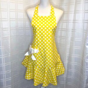 Jessie Steele Yellow and White Polka Dots Cotton Apron
